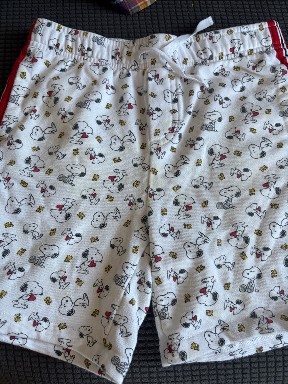 Janie and Jack White Snoopy Print Pajama Shorts with Red Trim